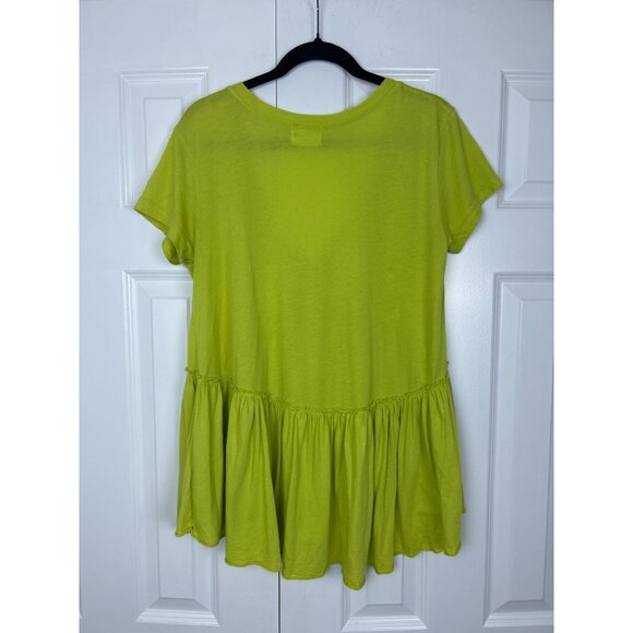 T.La Babydoll Tunic Tee Top V Neck Flowy Women's S Chartreuse Green Short Sleeve - Picture 4 of 6